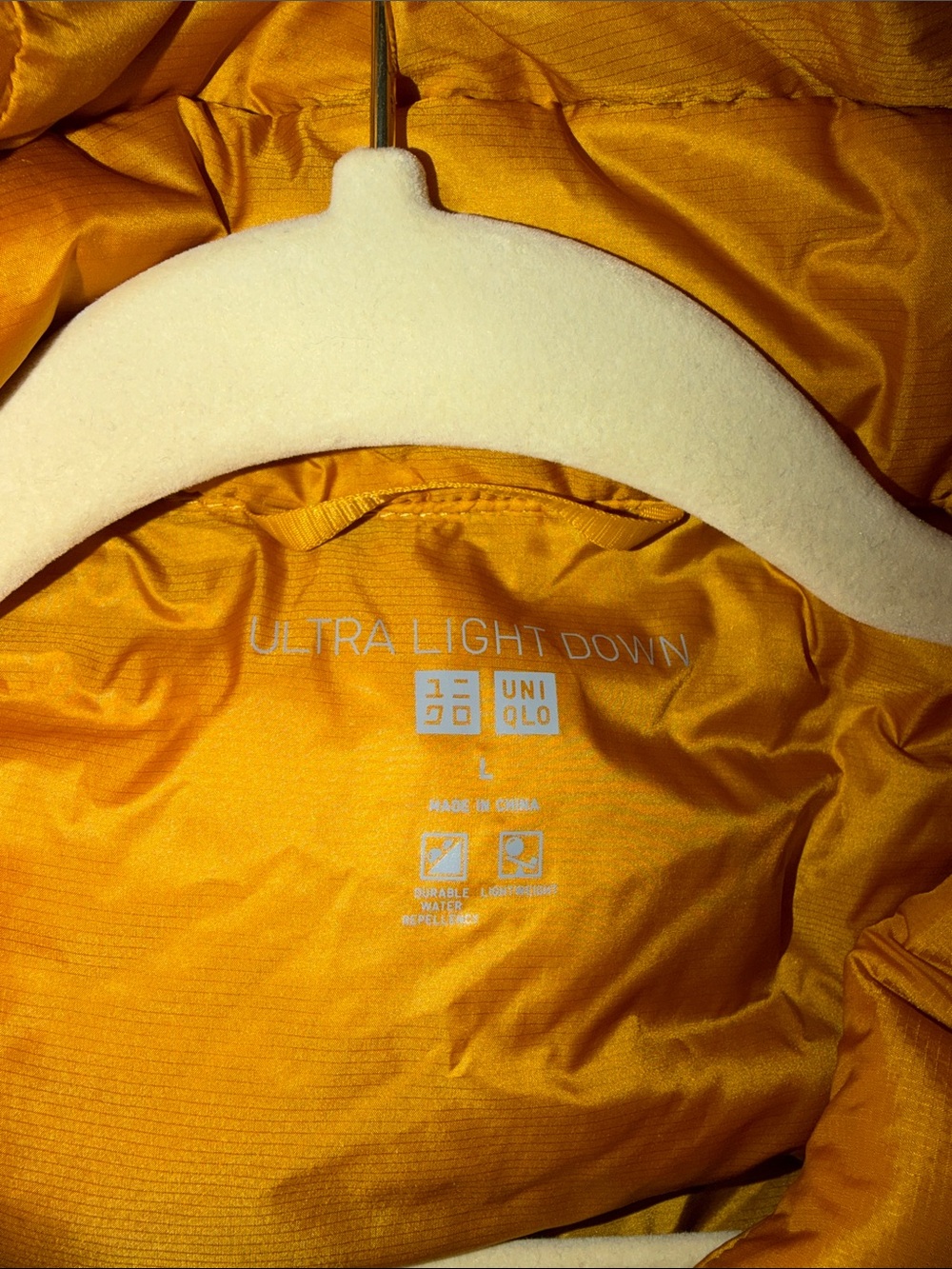Women's UNIQLO Mustard Light Down Jacket with Hood - Picture 2 of 3